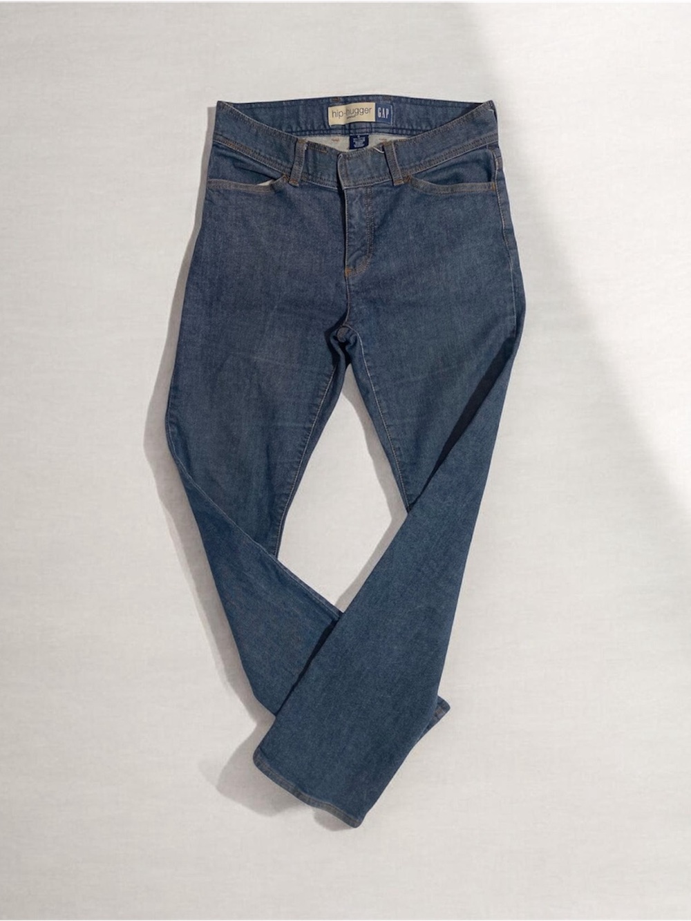 GAP Hip Huggers Medium Wash Denim Trousers Straight Double Hook Jeans 6